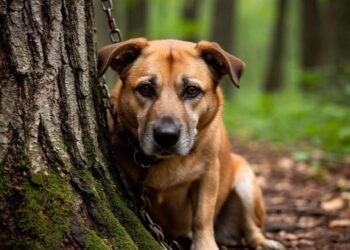 Пса увезли глубоко в лес и оставили привязанным к дереву, надеясь избавиться от него навсегда.