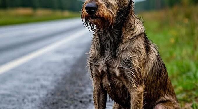 Мужики были потрясены, узнав, почему истощённая собака две недели не покидала дорогу.