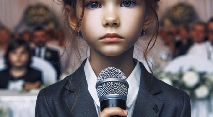 На свадьбе матери девочка взяла микрофон, чтобы поздравить ее и включила видео